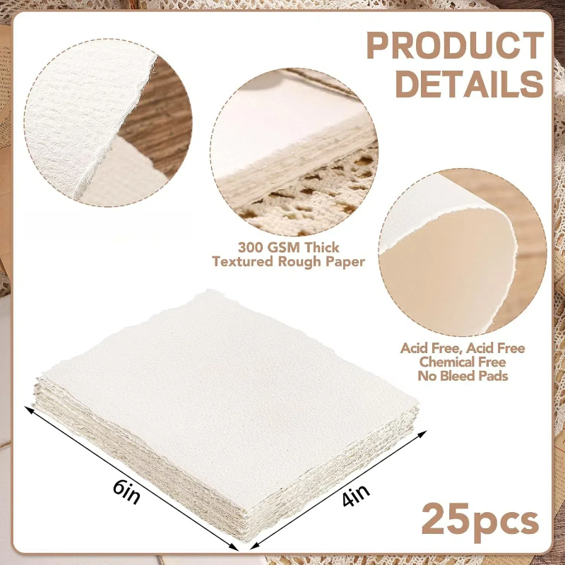 Ink Blotter Paper - 25 Sheets Watercolor Paper, 300 GSM